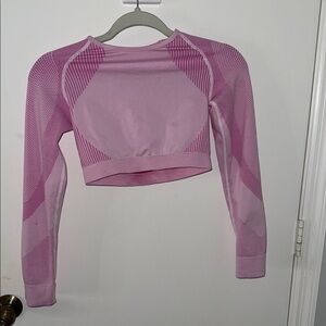 Pink Long Sleeve Women's Top & Bottom Work out set